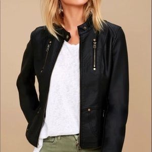 Lulus Peace of Mind Black Vegan Leather Moto Jacket